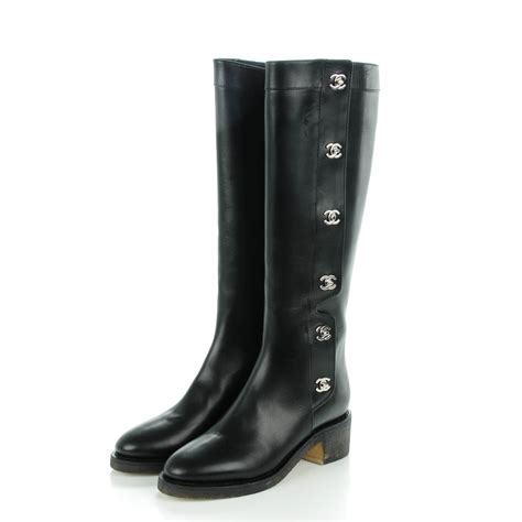 chanel biker boots women& 39|chanel black canvas heel boots.